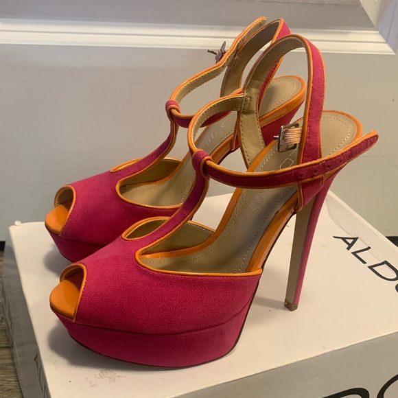 NWT Aldo ‘Detamble’ purple suede t-bar platform heels - Picture 3 of 9